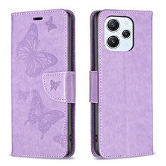 Coque Portefeuille Papillon Livre Cuir Etui Clapet B01F pour Xiaomi Redmi 12 4G Violet Clair