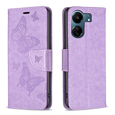 Coque Portefeuille Papillon Livre Cuir Etui Clapet B01F pour Xiaomi Redmi 13C Violet Clair