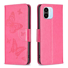Coque Portefeuille Papillon Livre Cuir Etui Clapet B01F pour Xiaomi Redmi A1 Rose Rouge
