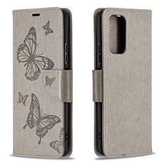 Coque Portefeuille Papillon Livre Cuir Etui Clapet B01F pour Xiaomi Redmi Note 10 Pro 4G Gris