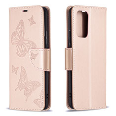 Coque Portefeuille Papillon Livre Cuir Etui Clapet B01F pour Xiaomi Redmi Note 10 Pro 4G Or Rose
