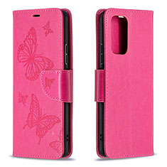 Coque Portefeuille Papillon Livre Cuir Etui Clapet B01F pour Xiaomi Redmi Note 10 Pro 4G Rose Rouge