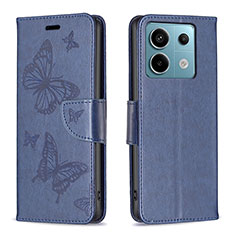 Coque Portefeuille Papillon Livre Cuir Etui Clapet B01F pour Xiaomi Redmi Note 13 Pro 5G Bleu