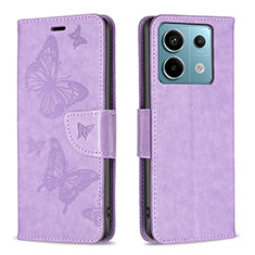 Coque Portefeuille Papillon Livre Cuir Etui Clapet B01F pour Xiaomi Redmi Note 13 Pro 5G Violet Clair