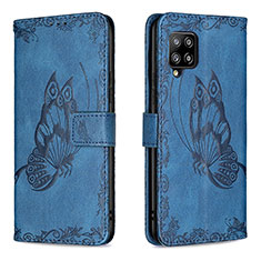 Coque Portefeuille Papillon Livre Cuir Etui Clapet B02F pour Samsung Galaxy A42 5G Bleu