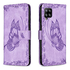 Coque Portefeuille Papillon Livre Cuir Etui Clapet B02F pour Samsung Galaxy A42 5G Violet Clair