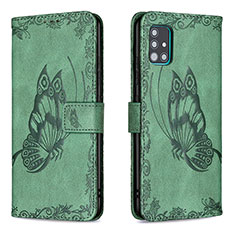 Coque Portefeuille Papillon Livre Cuir Etui Clapet B02F pour Samsung Galaxy A51 4G Vert
