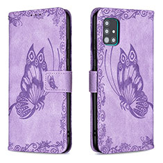 Coque Portefeuille Papillon Livre Cuir Etui Clapet B02F pour Samsung Galaxy A51 4G Violet Clair