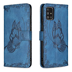 Coque Portefeuille Papillon Livre Cuir Etui Clapet B02F pour Samsung Galaxy A71 4G A715 Bleu