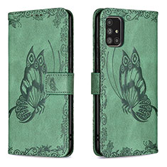 Coque Portefeuille Papillon Livre Cuir Etui Clapet B02F pour Samsung Galaxy A71 4G A715 Vert