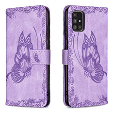 Coque Portefeuille Papillon Livre Cuir Etui Clapet B02F pour Samsung Galaxy A71 5G Violet Clair