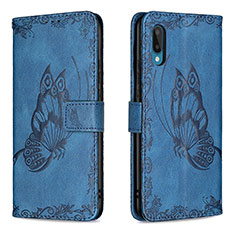 Coque Portefeuille Papillon Livre Cuir Etui Clapet B02F pour Samsung Galaxy M02 Bleu