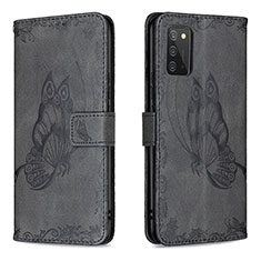 Coque Portefeuille Papillon Livre Cuir Etui Clapet B02F pour Samsung Galaxy M02s Noir