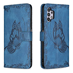 Coque Portefeuille Papillon Livre Cuir Etui Clapet B02F pour Samsung Galaxy M32 5G Bleu
