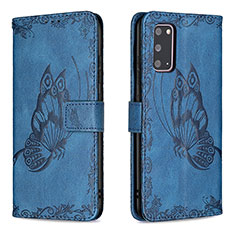 Coque Portefeuille Papillon Livre Cuir Etui Clapet B02F pour Samsung Galaxy S20 5G Bleu
