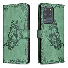 Coque Portefeuille Papillon Livre Cuir Etui Clapet B02F pour Samsung Galaxy S20 Ultra Vert