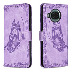 Coque Portefeuille Papillon Livre Cuir Etui Clapet B02F pour Xiaomi Mi 10T Lite 5G Violet Clair