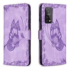Coque Portefeuille Papillon Livre Cuir Etui Clapet B02F pour Xiaomi Mi 10T Pro 5G Violet Clair