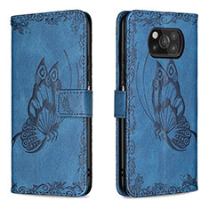 Coque Portefeuille Papillon Livre Cuir Etui Clapet B02F pour Xiaomi Poco X3 Pro Bleu