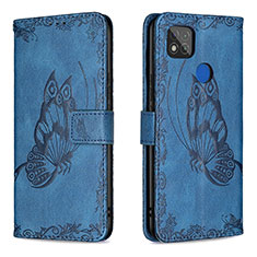 Coque Portefeuille Papillon Livre Cuir Etui Clapet B02F pour Xiaomi Redmi 10A 4G Bleu