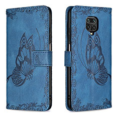 Coque Portefeuille Papillon Livre Cuir Etui Clapet B02F pour Xiaomi Redmi Note 9 Pro Bleu