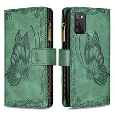 Coque Portefeuille Papillon Livre Cuir Etui Clapet B03F pour Samsung Galaxy A03s Vert