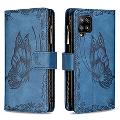 Coque Portefeuille Papillon Livre Cuir Etui Clapet B03F pour Samsung Galaxy A42 5G Bleu