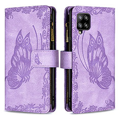 Coque Portefeuille Papillon Livre Cuir Etui Clapet B03F pour Samsung Galaxy A42 5G Violet Clair
