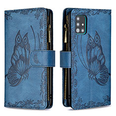 Coque Portefeuille Papillon Livre Cuir Etui Clapet B03F pour Samsung Galaxy A51 4G Bleu