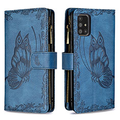 Coque Portefeuille Papillon Livre Cuir Etui Clapet B03F pour Samsung Galaxy A71 4G A715 Bleu
