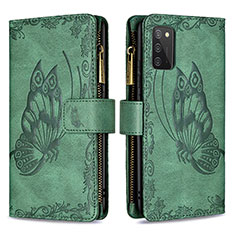 Coque Portefeuille Papillon Livre Cuir Etui Clapet B03F pour Samsung Galaxy M02s Vert