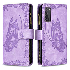 Coque Portefeuille Papillon Livre Cuir Etui Clapet B03F pour Samsung Galaxy S20 FE (2022) 5G Violet Clair