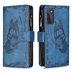 Coque Portefeuille Papillon Livre Cuir Etui Clapet B03F pour Samsung Galaxy S20 FE 4G Bleu