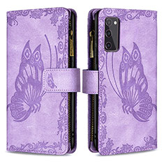 Coque Portefeuille Papillon Livre Cuir Etui Clapet B03F pour Samsung Galaxy S20 FE 5G Violet Clair