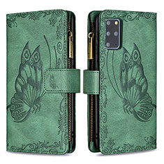 Coque Portefeuille Papillon Livre Cuir Etui Clapet B03F pour Samsung Galaxy S20 Plus Vert