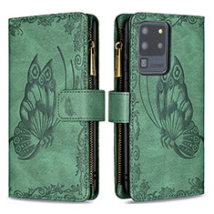 Coque Portefeuille Papillon Livre Cuir Etui Clapet B03F pour Samsung Galaxy S20 Ultra Vert