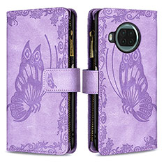 Coque Portefeuille Papillon Livre Cuir Etui Clapet B03F pour Xiaomi Mi 10T Lite 5G Violet Clair