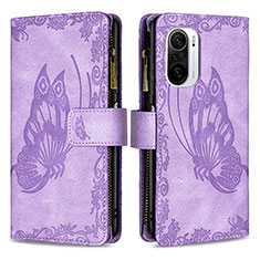 Coque Portefeuille Papillon Livre Cuir Etui Clapet B03F pour Xiaomi Mi 11X 5G Violet Clair