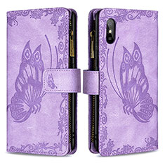 Coque Portefeuille Papillon Livre Cuir Etui Clapet B03F pour Xiaomi Redmi 9A Violet Clair