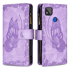 Coque Portefeuille Papillon Livre Cuir Etui Clapet B03F pour Xiaomi Redmi 9C Violet Clair