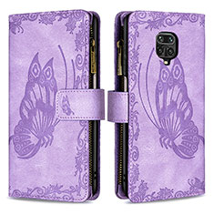 Coque Portefeuille Papillon Livre Cuir Etui Clapet B03F pour Xiaomi Redmi Note 9 Pro Violet Clair