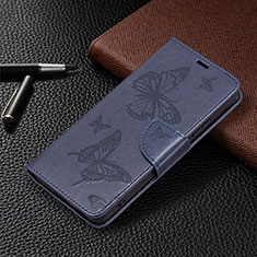 Coque Portefeuille Papillon Livre Cuir Etui Clapet B13F pour Samsung Galaxy S21 5G Bleu
