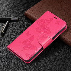 Coque Portefeuille Papillon Livre Cuir Etui Clapet B13F pour Samsung Galaxy S21 5G Rose Rouge