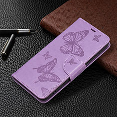 Coque Portefeuille Papillon Livre Cuir Etui Clapet B13F pour Samsung Galaxy S21 5G Violet Clair