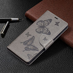 Coque Portefeuille Papillon Livre Cuir Etui Clapet B13F pour Samsung Galaxy S21 Ultra 5G Gris