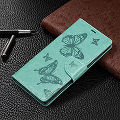 Coque Portefeuille Papillon Livre Cuir Etui Clapet B13F pour Samsung Galaxy S21 Ultra 5G Vert