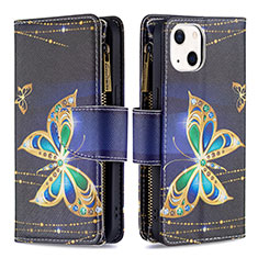 Coque Portefeuille Papillon Livre Cuir Etui Clapet L01 pour Apple iPhone 13 Mini Noir