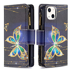 Coque Portefeuille Papillon Livre Cuir Etui Clapet L01 pour Apple iPhone 15 Plus Noir