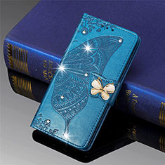 Coque Portefeuille Papillon Livre Cuir Etui Clapet L01 pour Xiaomi Mi 11 5G Bleu