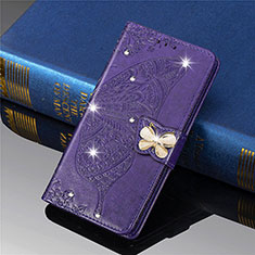 Coque Portefeuille Papillon Livre Cuir Etui Clapet L01 pour Xiaomi Mi 11 5G Violet